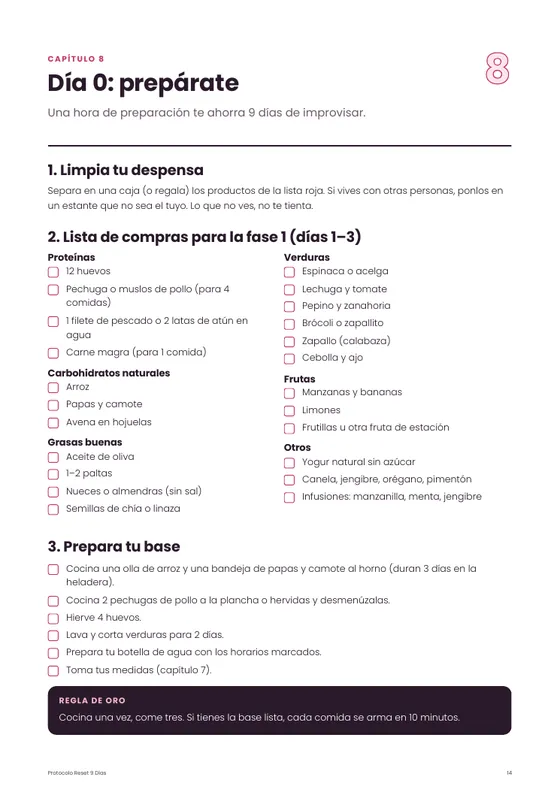 Página de la lista de compras